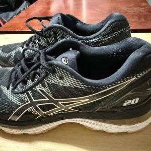 Asics Black and White Athletic Shoes with Breathable Mesh